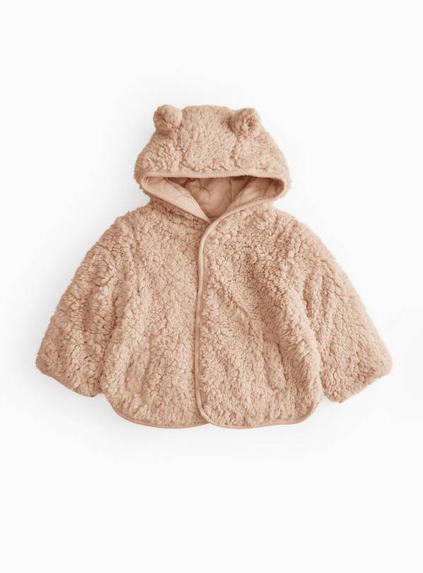 Brown Hooded Borg Fleece Jacket 6-9 months